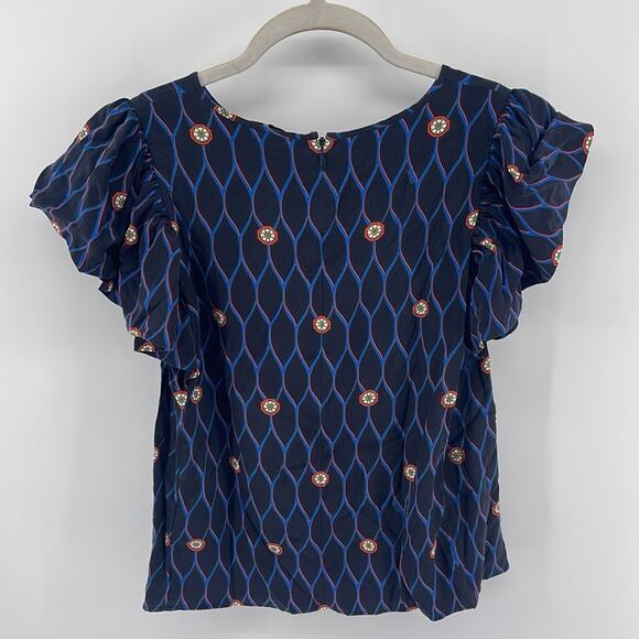 Kenzo x H&M 100% silk printed ruffle sleeve blouse top sz 4 - Picture 7 of 7